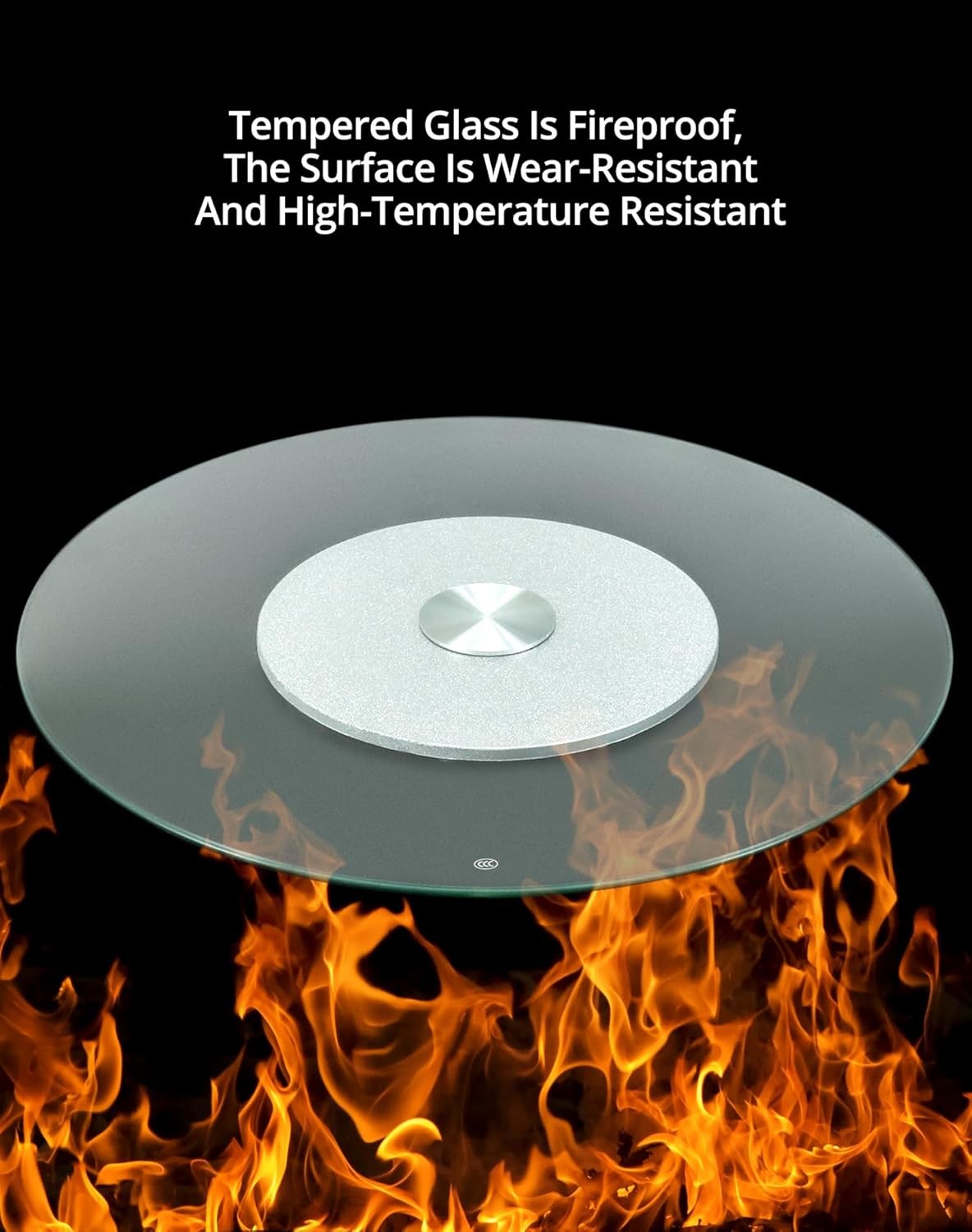 Tempered Glass Lazy Susan 68cm / 26.7in Rotating Serving Plate Swivel Decoration