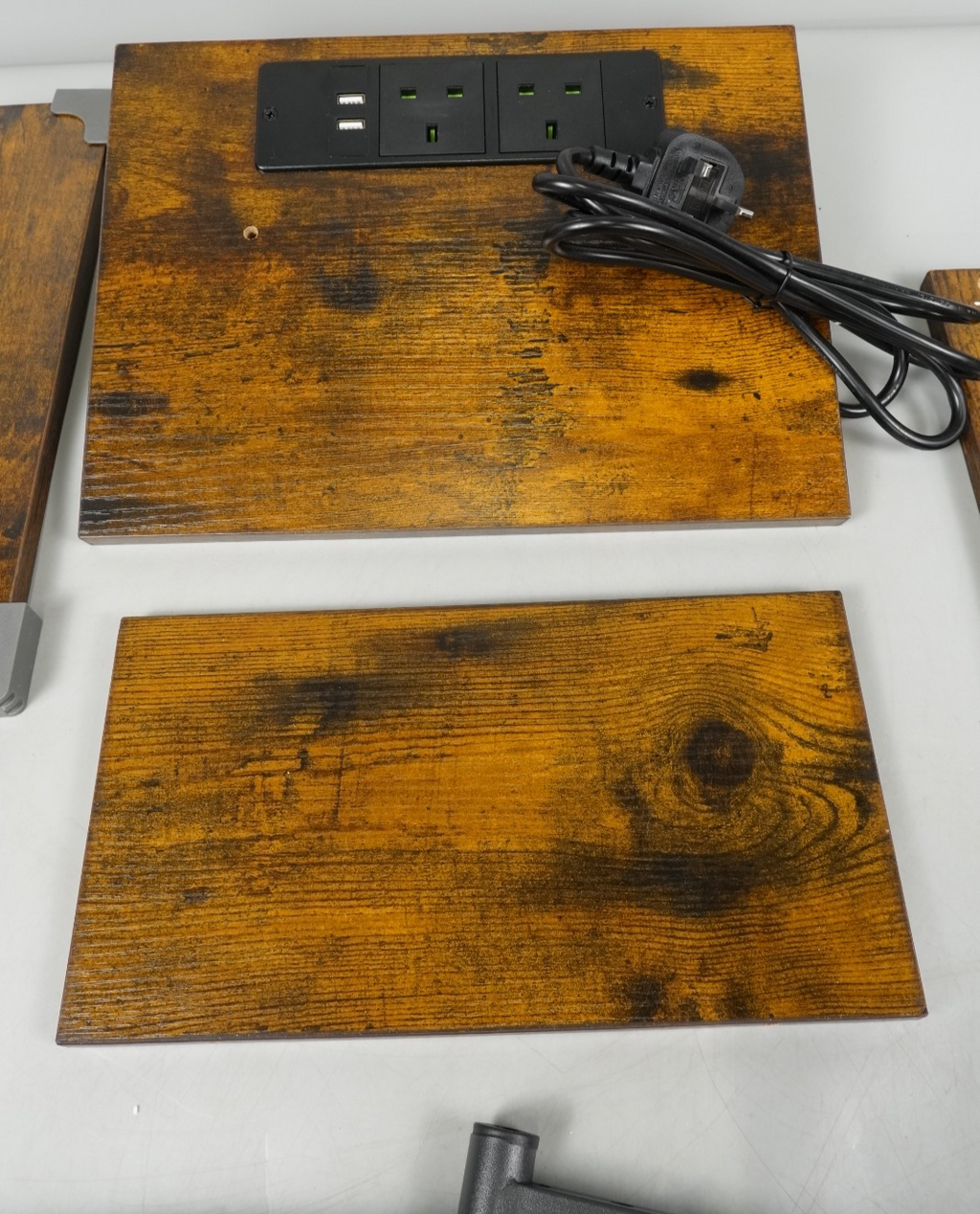 Charging Station Side Table Slim Narrow Bedside Table w 2 AC Outlets & 2 USB