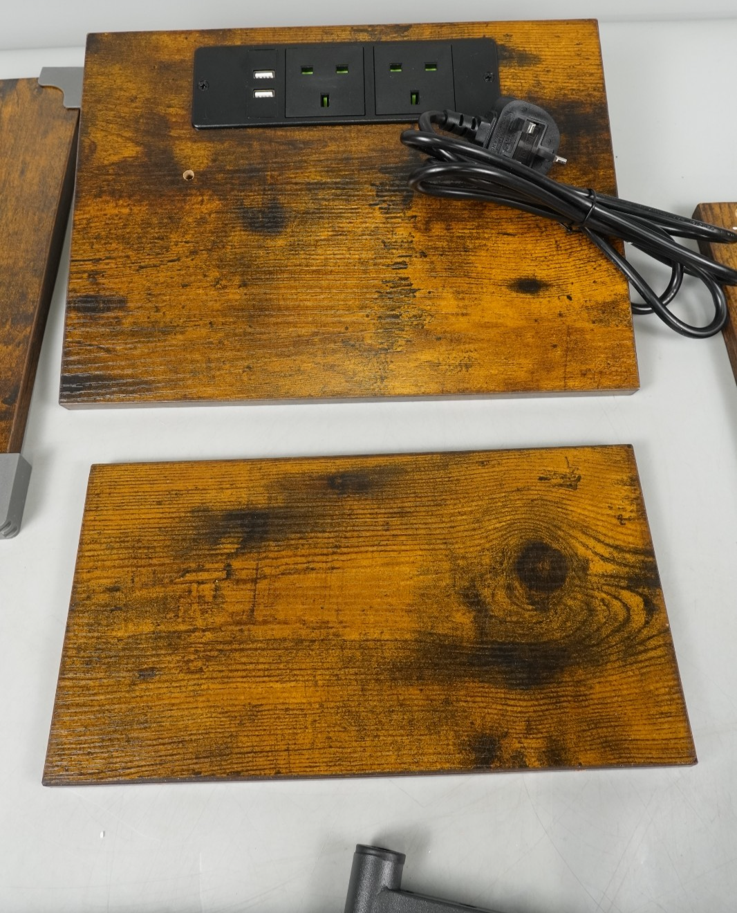 Charging Station Side Table Slim Narrow Bedside Table w 2 AC Outlets & 2 USB