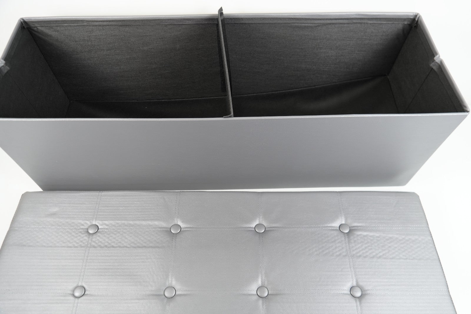 Storage Ottoman Bench 110cm Foot Rest Stool Storage Bench Leather Slate Grey