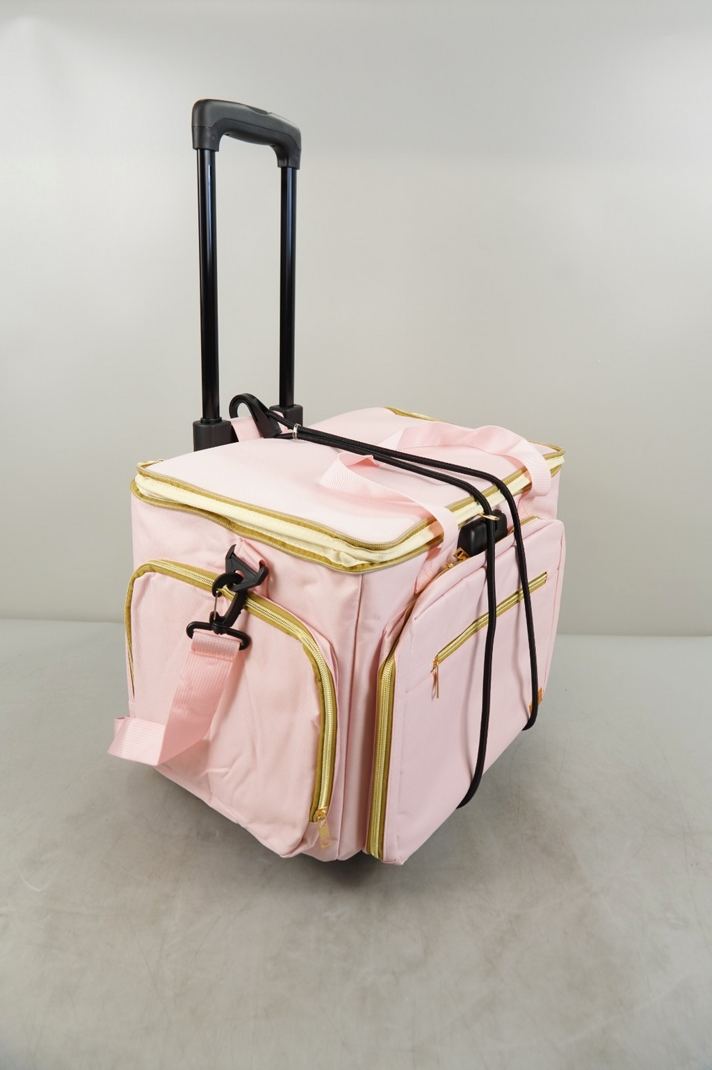 Teacher Bag On Wheels Fits 17" Laptop Detachable Trolley Anti Theft Lock Pink