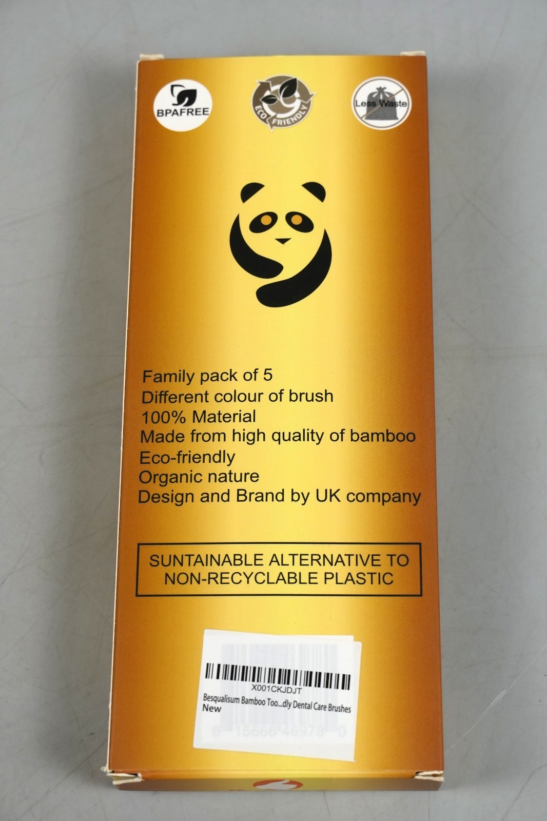 Medium Bamboo Toothbrushes 5 pcs Dental Care Soft-Medium Charcoal Bristles