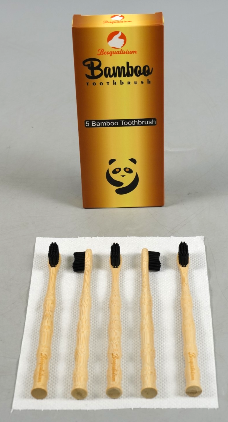 Medium Bamboo Toothbrushes 5 pcs Dental Care Soft-Medium Charcoal Bristles