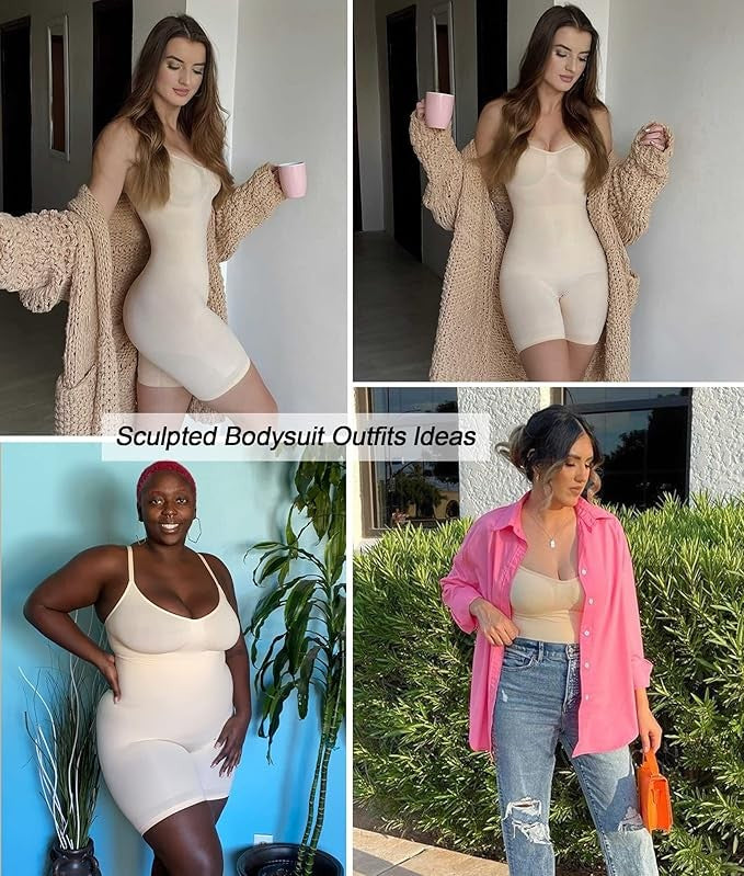 L/XL Women Shapewear Bodysuit Shaper V Neck Butt Lifter Full Body Tummy Control