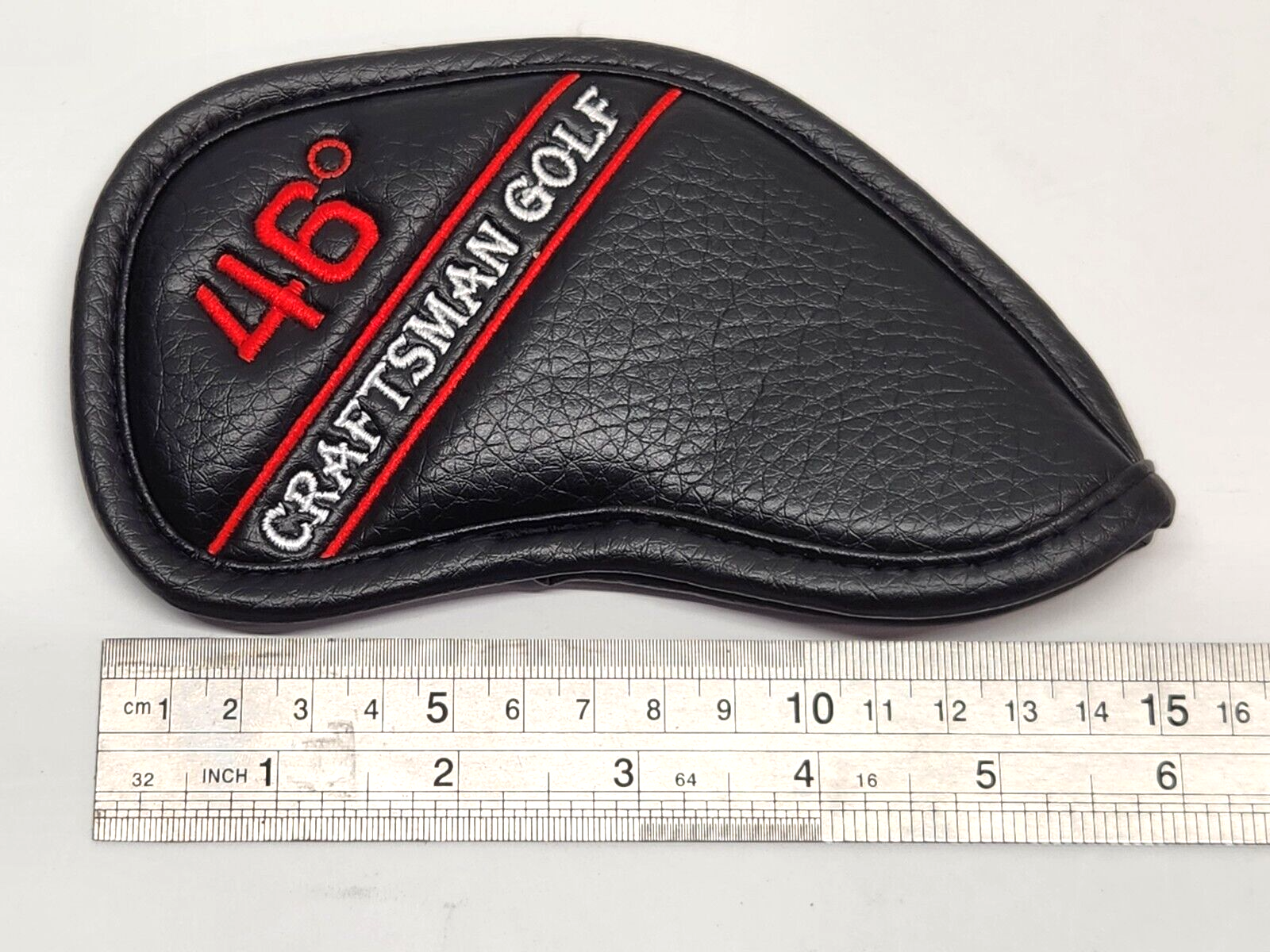 Golf Iron Wedge Cover 46ᵒ BLACK / RED PU Leather Head Club Craftsman Golf
