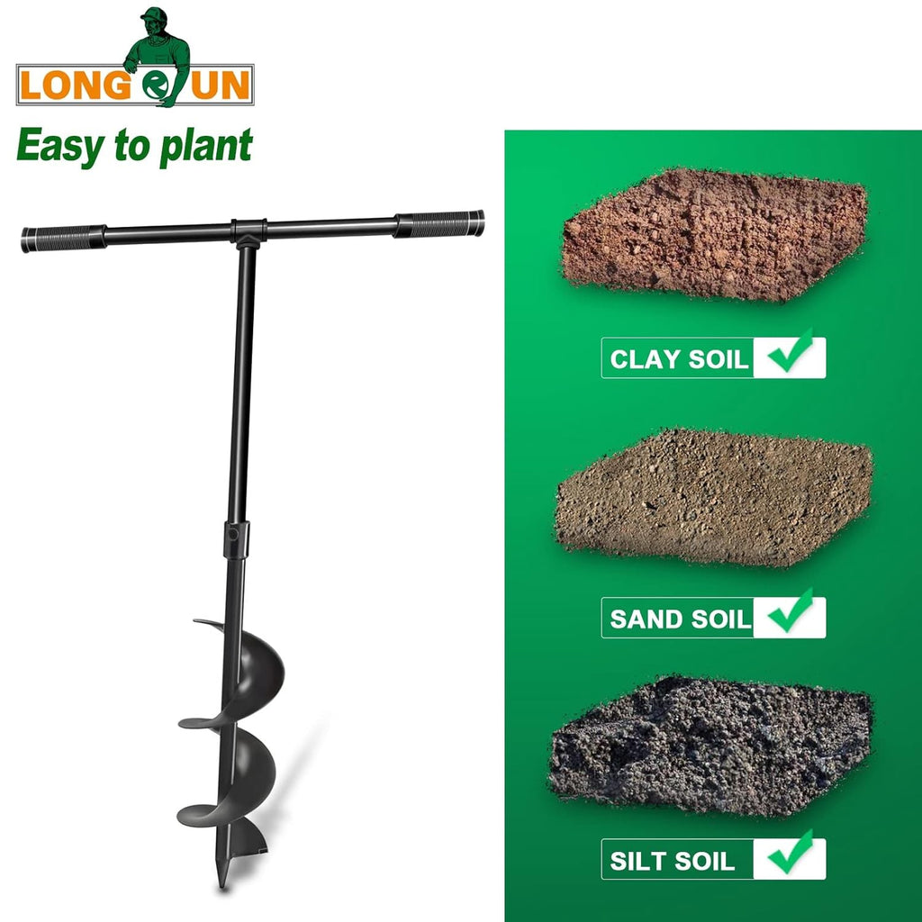 6" Manual Auger Drill Garden Planting Fence Post Earth 15cm Soil Digger Non-Slip