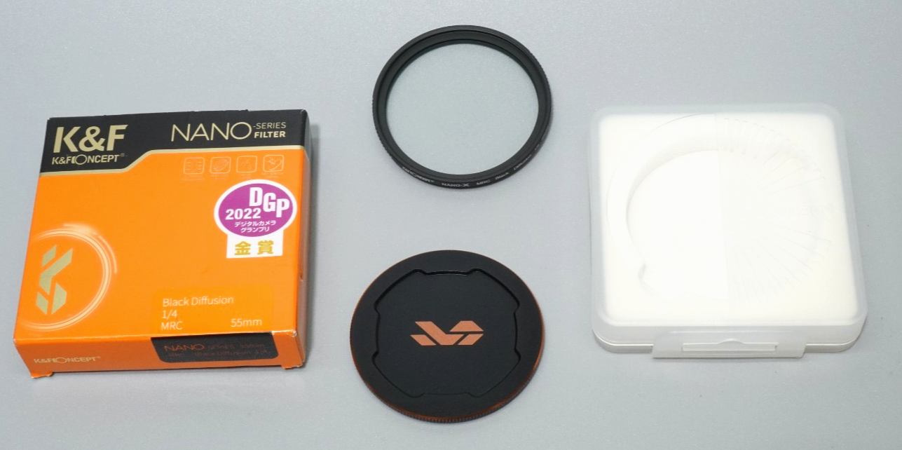 55mm 1/4 Black Diffusion Mist MRC Filter w Cap Soft Glow KentFaith K&F Concept