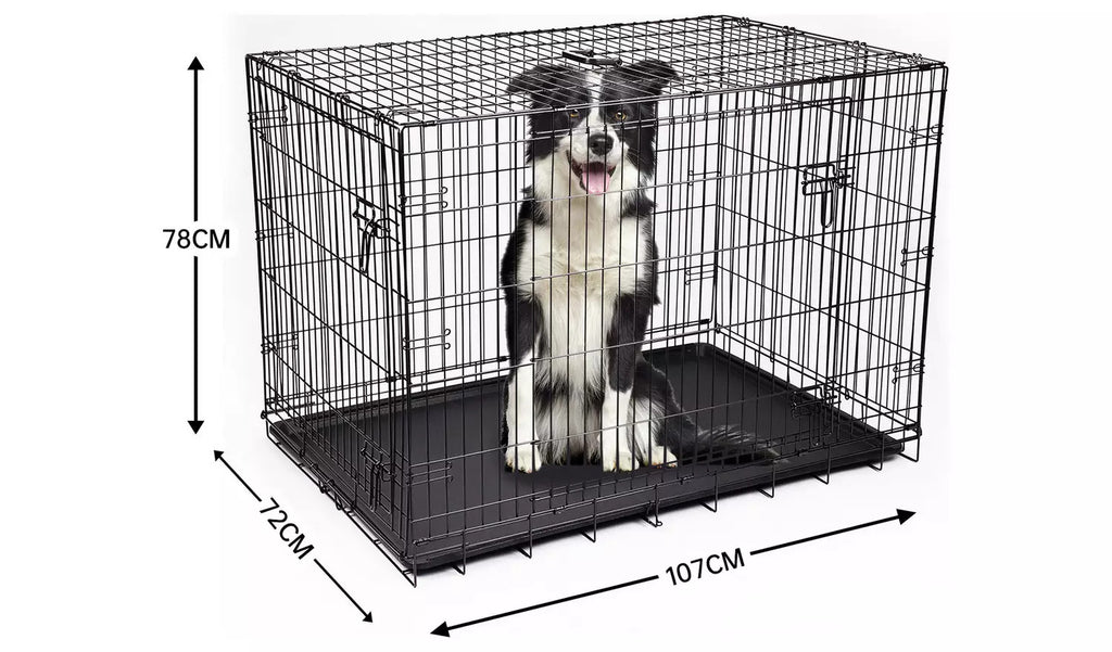 Extra Large Pet Cage Puppy Crate Carrier Double Door 42 in Black - FAULTY
