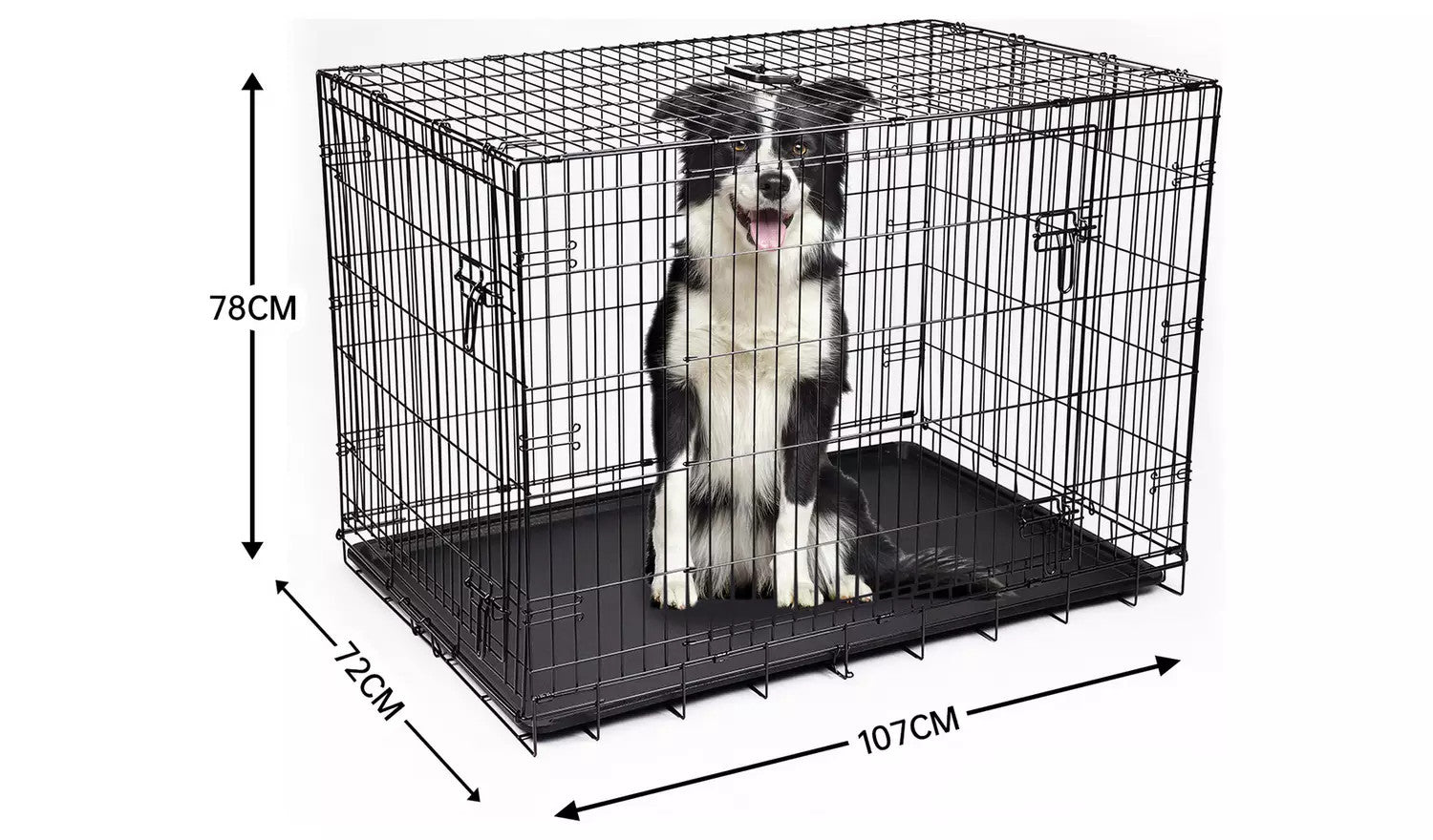 Extra Large Pet Cage Puppy Crate Carrier Double Door 42 in Black - FAULTY