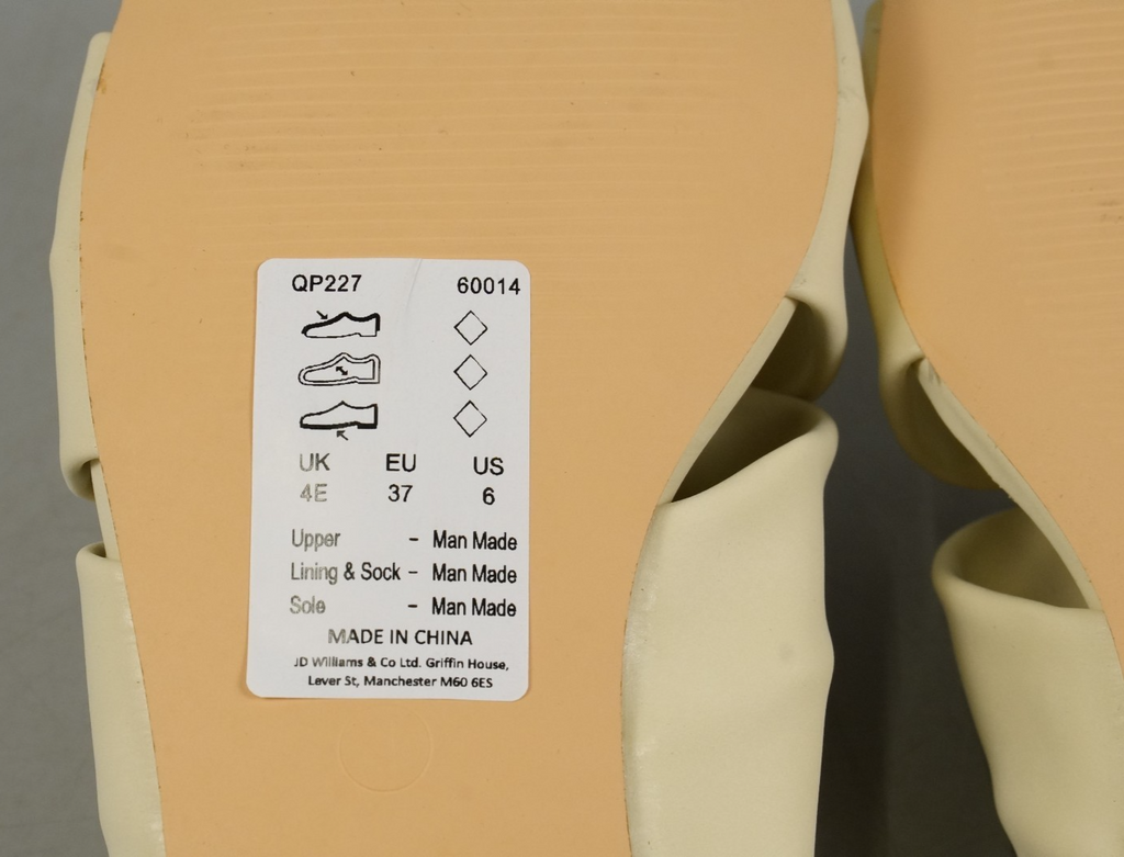 UK 4 Cream Wrap Over Mule Heels Wide Fit (E) JD Williams Slip-On Heels EU37