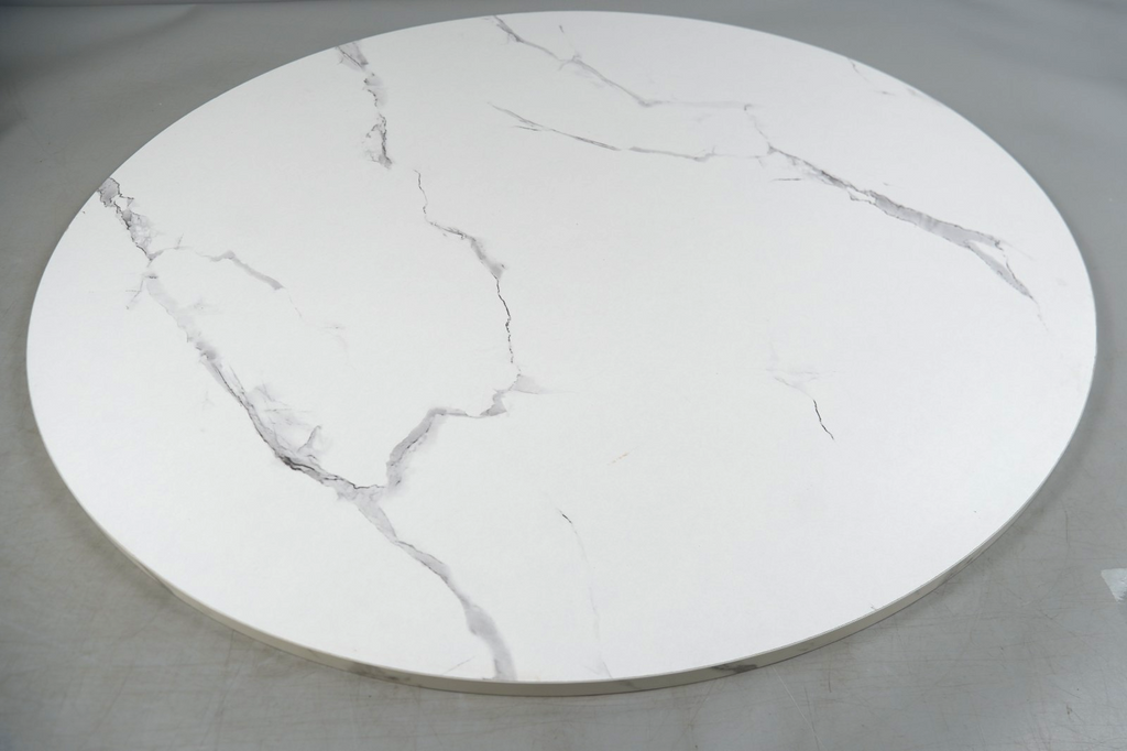 Coffee Table Marble Style Living Room Table Tempered Glass Modern Black Frame