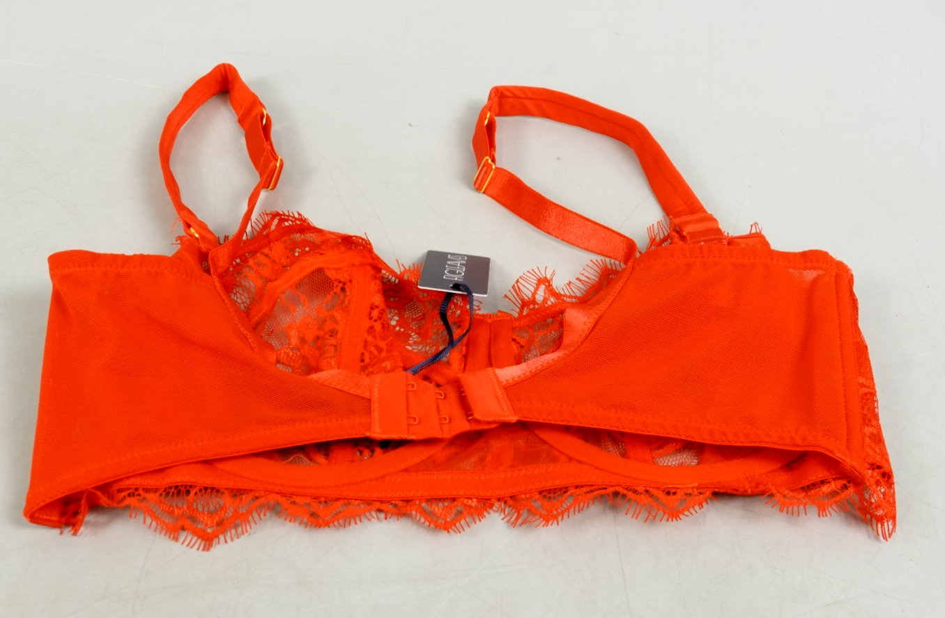 Lace Underwired Balcony Bra 34F Figleaves Pulse Red Lace Bra