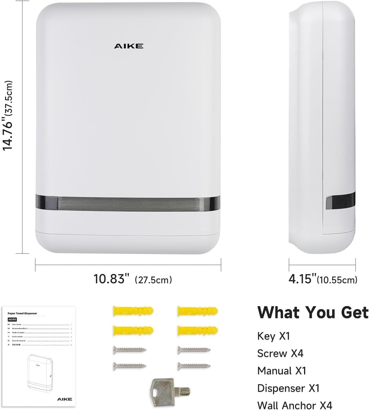 Commercial Paper Towel Dispenser 400 Sheets Wall Mounted Z-Fold & H2 Paper