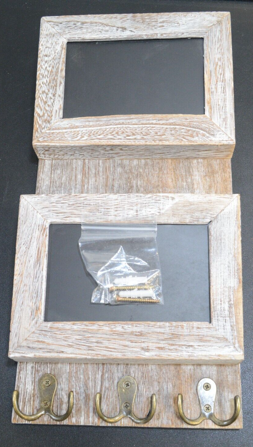 Mail Sorter Key Holders 2 Slot Wooden Rustic w Chalkboard Surface Wall Mounted