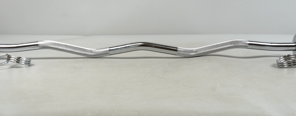 Curl Bar Weight Lifting Barbell Bar with Non-Slip Hand Grip and 2 Spring Collars