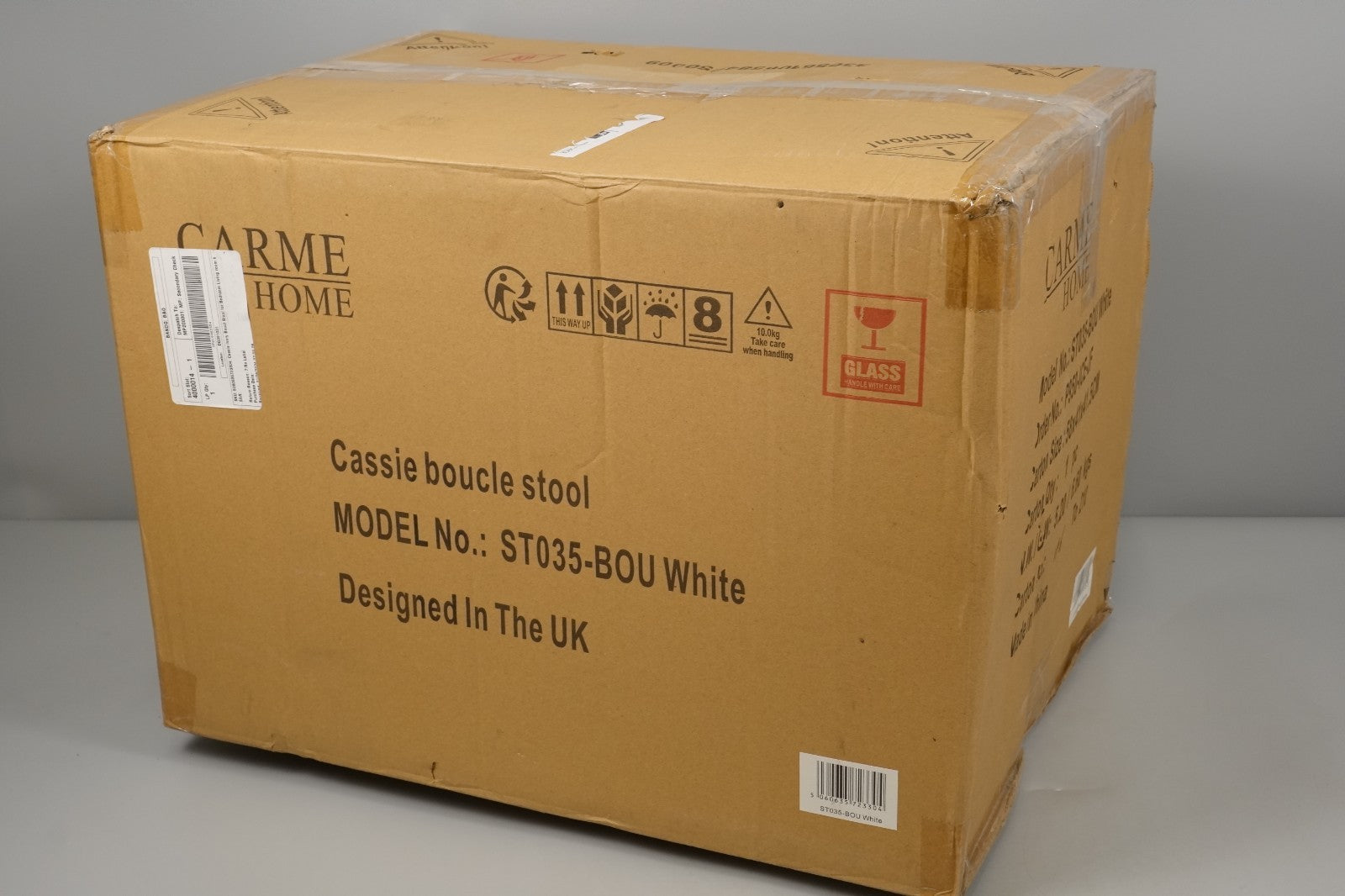 Cassie Ivory Bouclé Stool for Bedroom Living Room Accent Home Decoration Carme