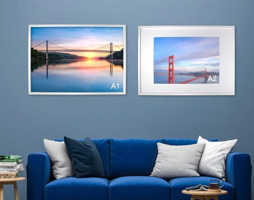 A1 Picture Frames 3 pack 2xOak & 1xWhite Frames with A2 Photo Acid Free Mount