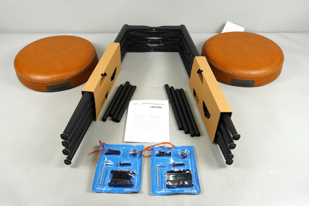 Breakfast Kitchen Bar Stools Counter 76.2cm Stitched Synthetic Leather Brown