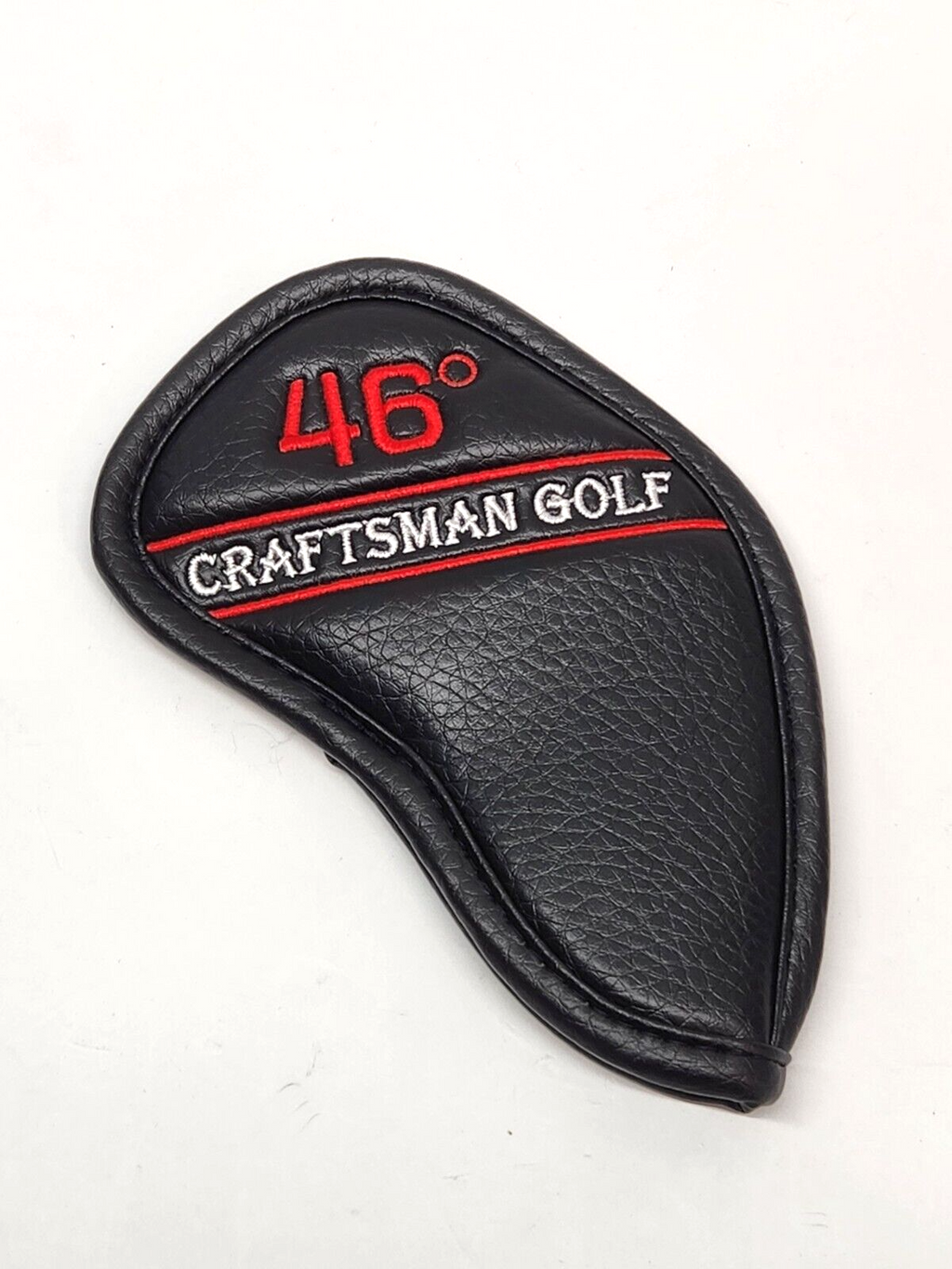Golf Iron Wedge Cover 46ᵒ BLACK / RED PU Leather Head Club Craftsman Golf