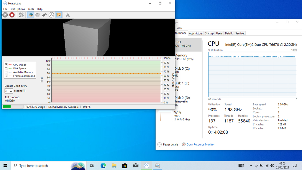 TOSHIBA SATELLITE PRO C660-16X, Core 2 Duo T6670 2.2GHz, 4GB RAM, 128GB SSD WiFi