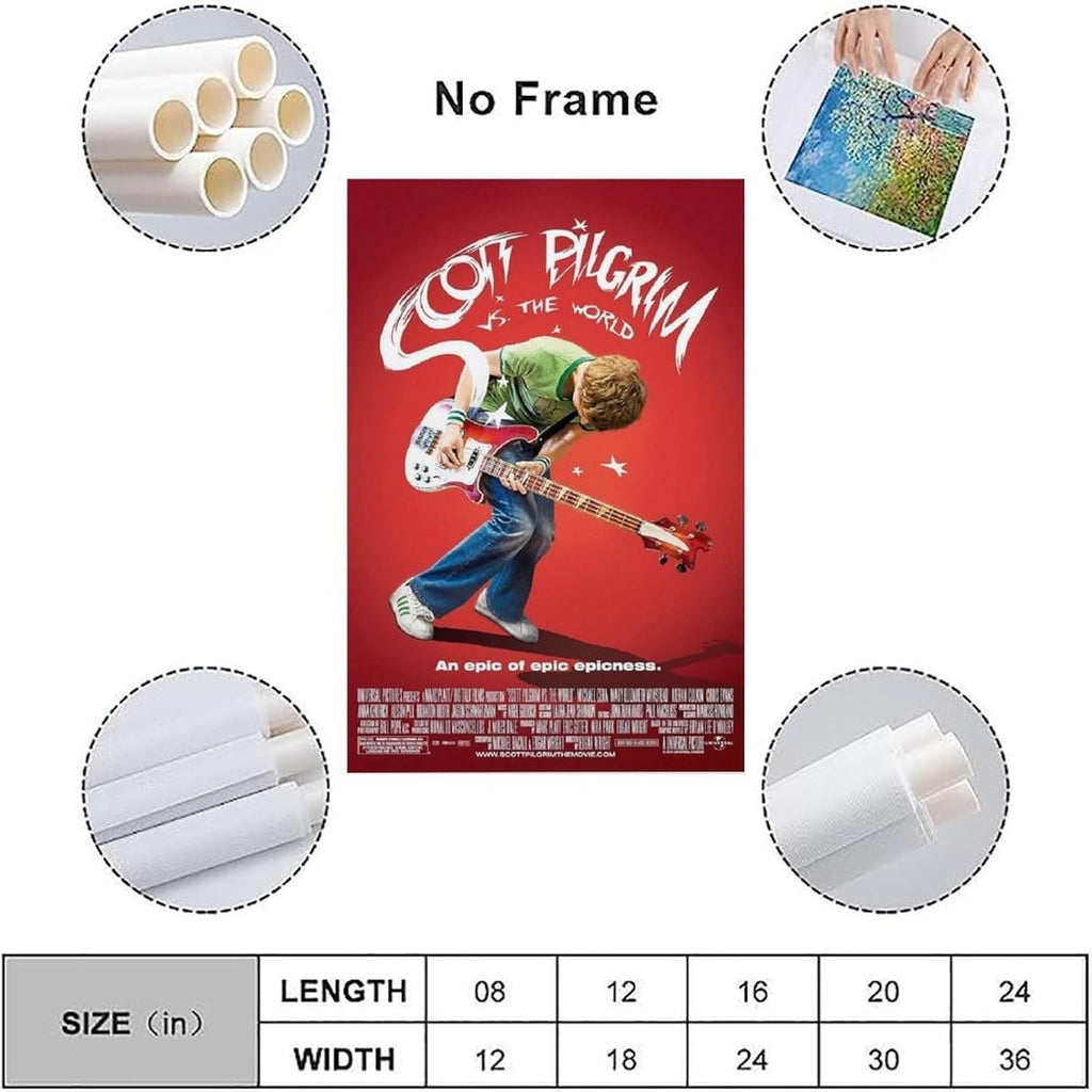 Scott Pilgrim Vintage Movie Poster Canvas Wall Art 12x18in 30x45cm