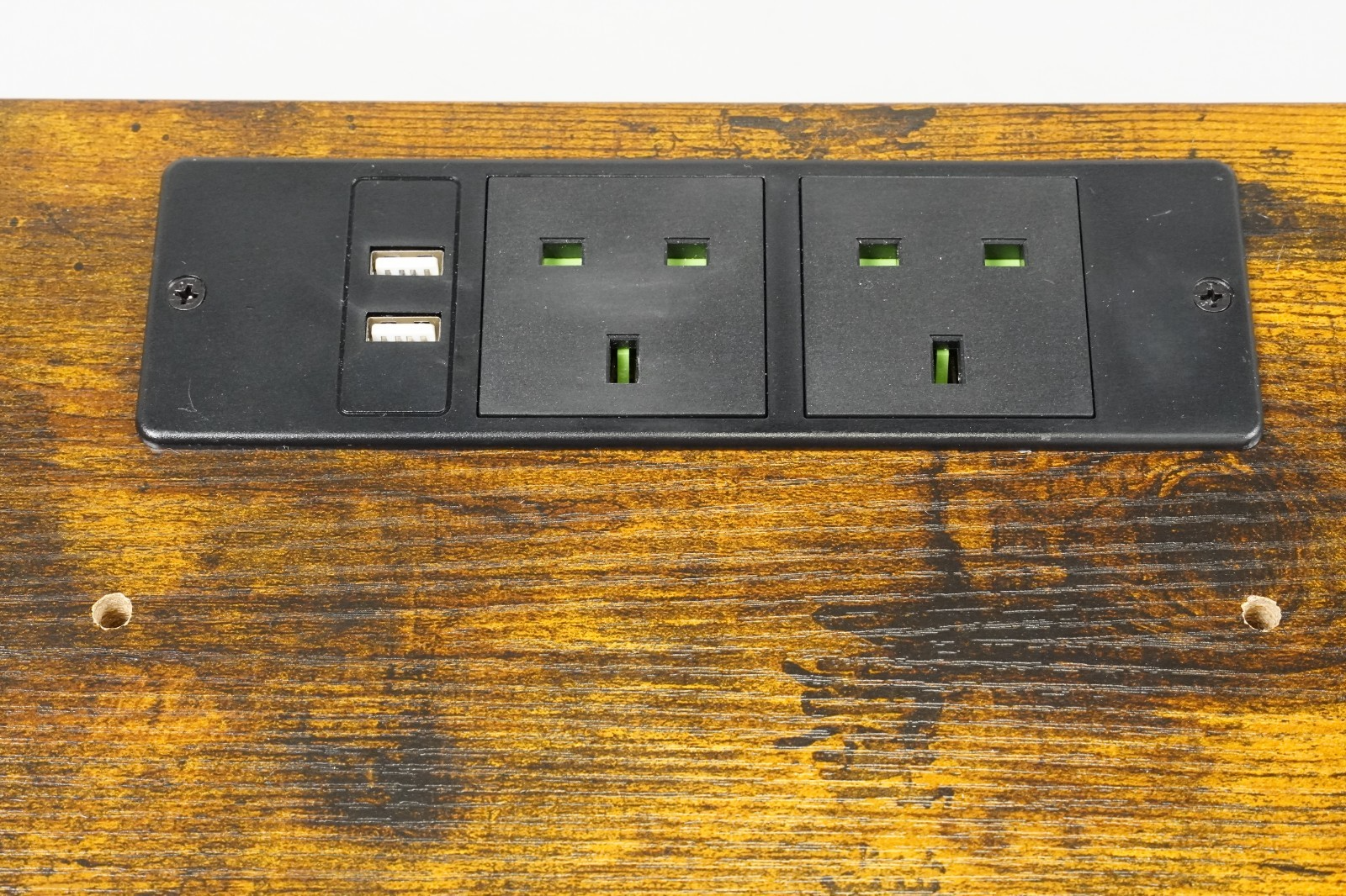 Charging Station Side Table Slim Narrow Bedside Table w 2 AC Outlets & 2 USB