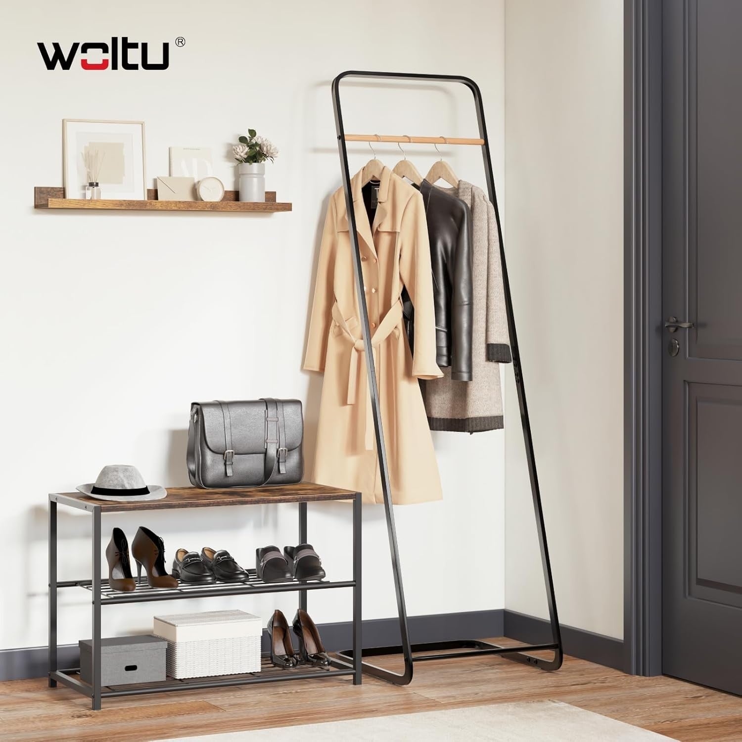 Free Standing Coat Rack Clothes Stand Metal Clothes Hanging Rail