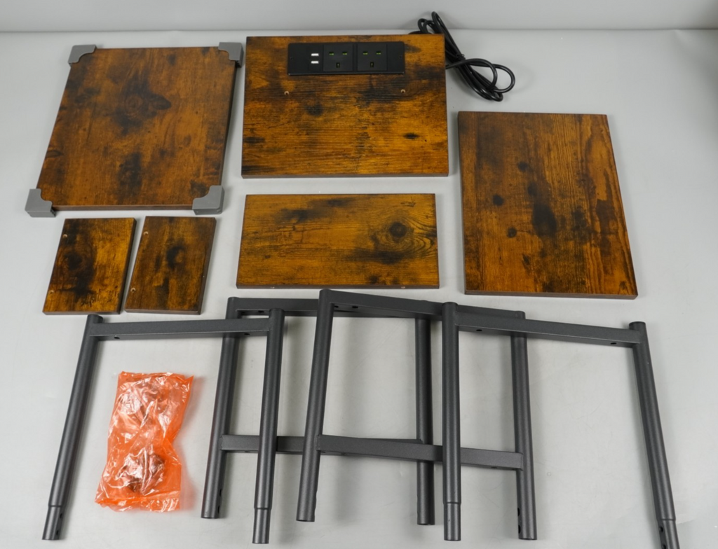 Charging Station Side Table Slim Narrow Bedside Table w 2 AC Outlets & 2 USB