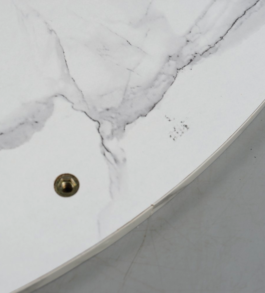 Coffee Table Marble Style Living Room Table Tempered Glass Modern Black Frame