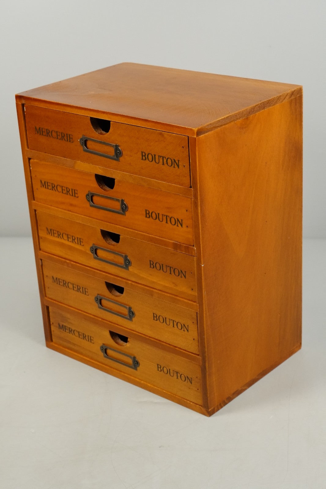 Rustic Vintage Desk Storage Wooden Box 5 Drawer Organizer Charming Decoration