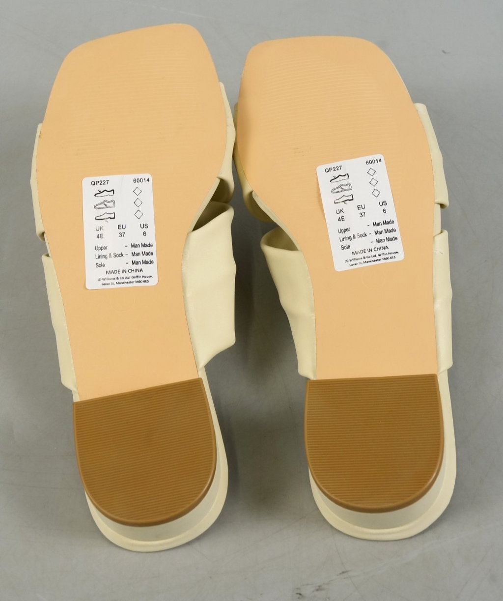 UK 4 Cream Wrap Over Mule Heels Wide Fit (E) JD Williams Slip-On Heels EU37