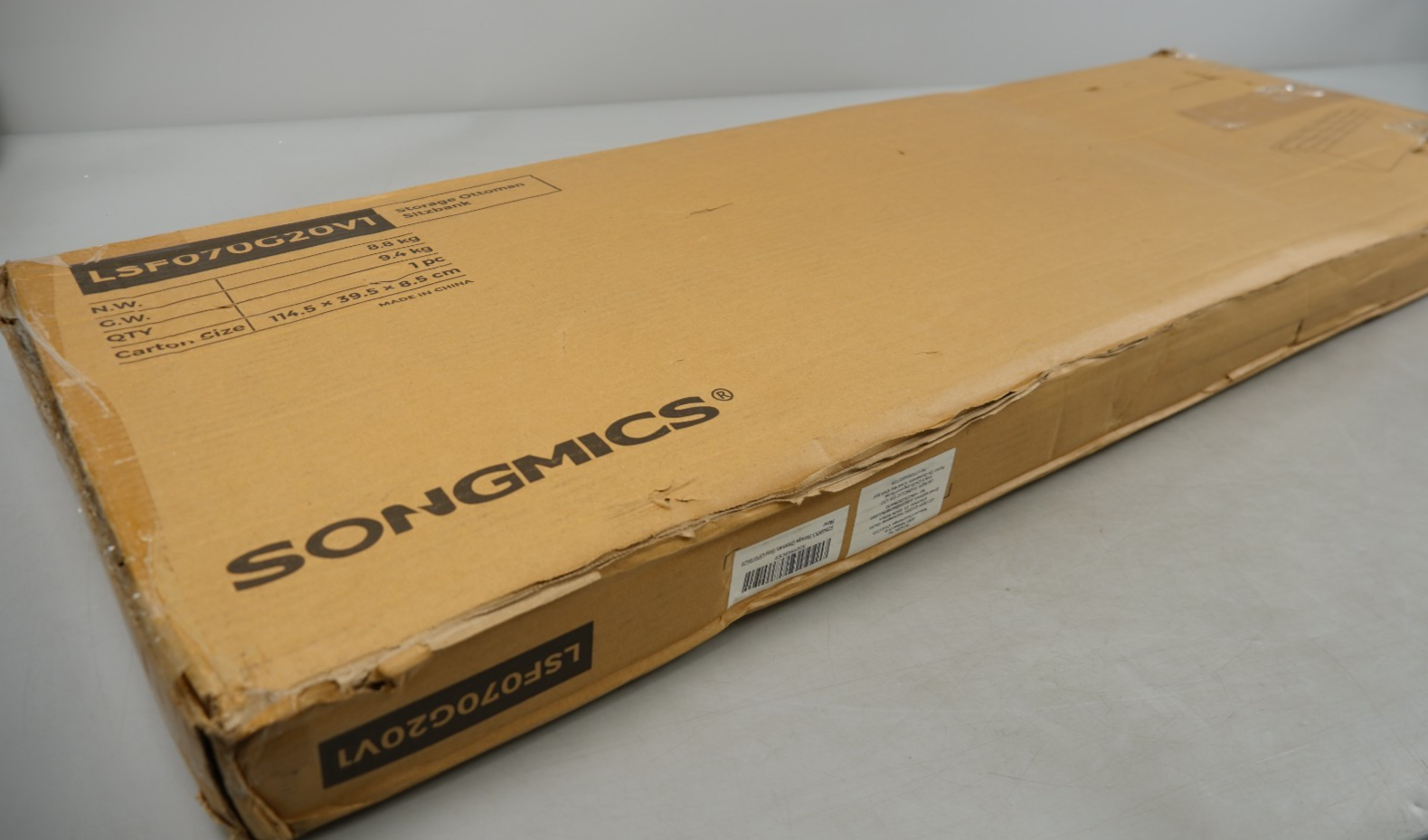 Storage Ottoman Bench 110cm Foot Rest Stool Storage Bench Leather Slate Grey