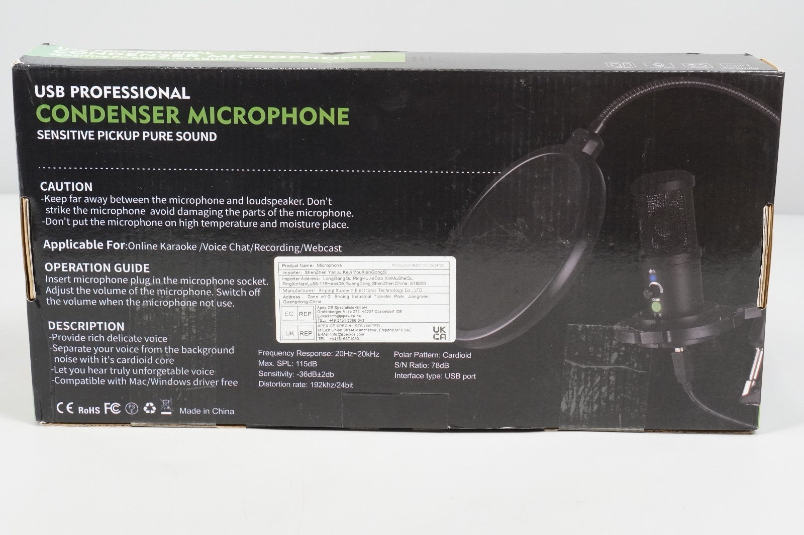 USB Condenser Microphone Microphone for PC Podcast with Mute Gaming Conference