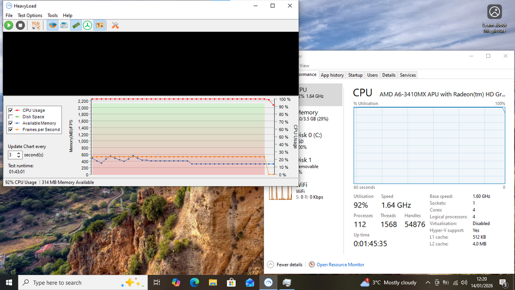 HP Probook 6465h, AMD A6-3410MX, 4GB Ram, 128GB SSD, NO WEBCAM Business Laptop