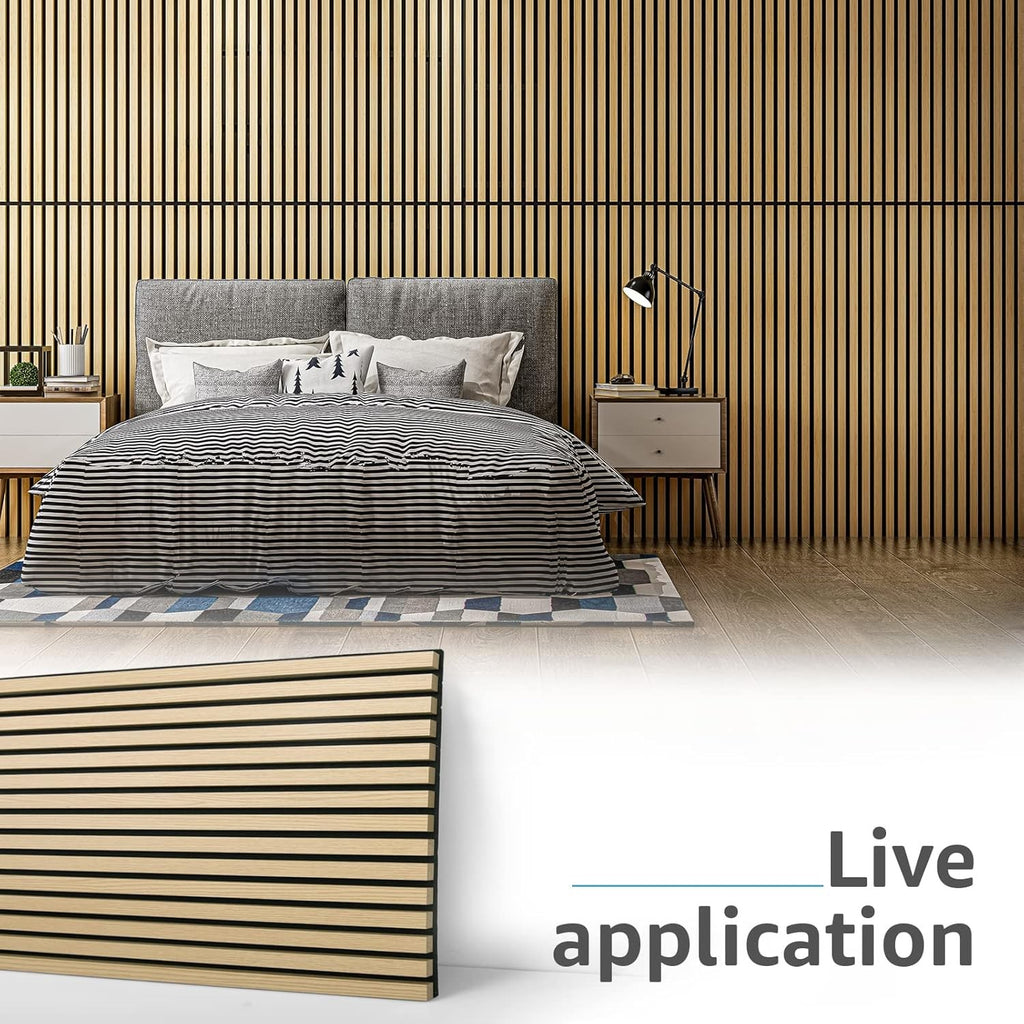 2 Wood Slat Acoustic Panels for Wall and Ceiling - 3D Fluted Sound Absorbing Pan