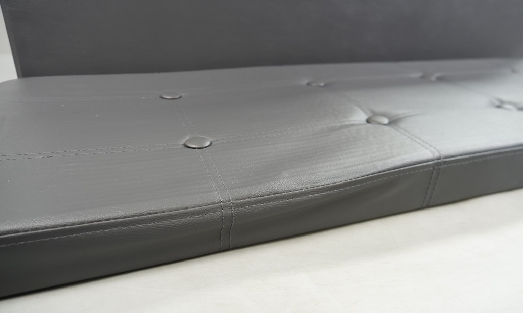 Storage Ottoman Bench 110cm Foot Rest Stool Storage Bench Leather Slate Grey