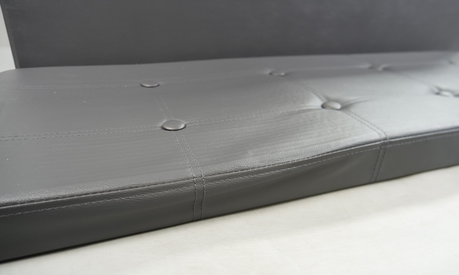 Storage Ottoman Bench 110cm Foot Rest Stool Storage Bench Leather Slate Grey