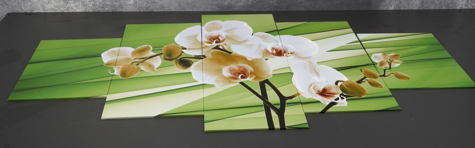 Runa Art Green Canvas Wall Art 5 Piece Set 150 x 75cm Abstract Picture