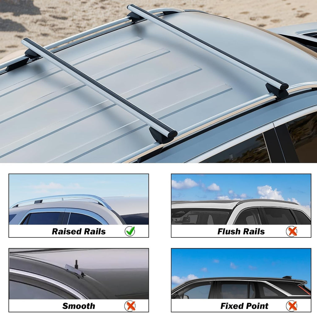 135cm Roof Rack Cross Bars, Adjustable Aluminum Roof Bars, Fits Most Existing Ra
