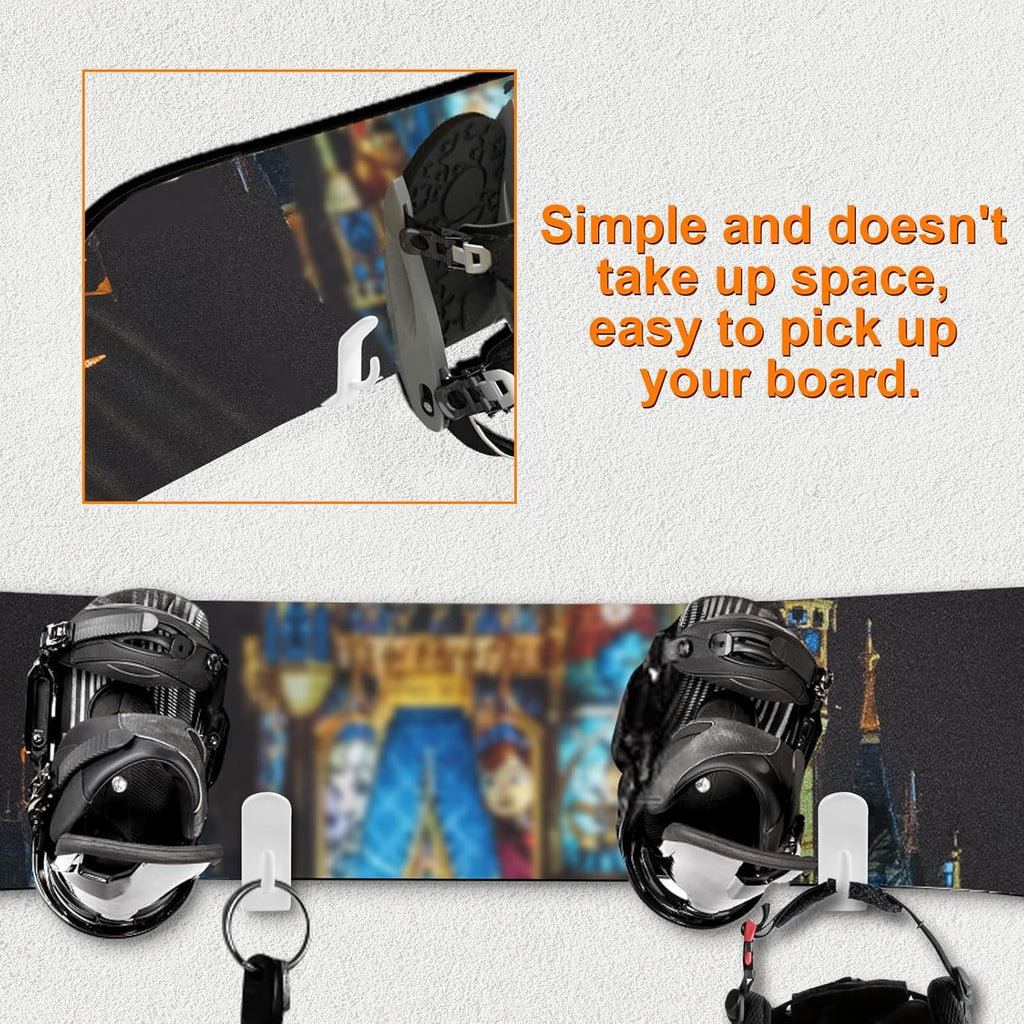 4pcs Snowboard Wall Mount Clips Double Rack Horizontal Ski Mount Clips Skateboar