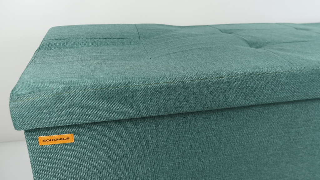 Storage Ottoman Bench 110cm Foot Rest Stool Linen Green