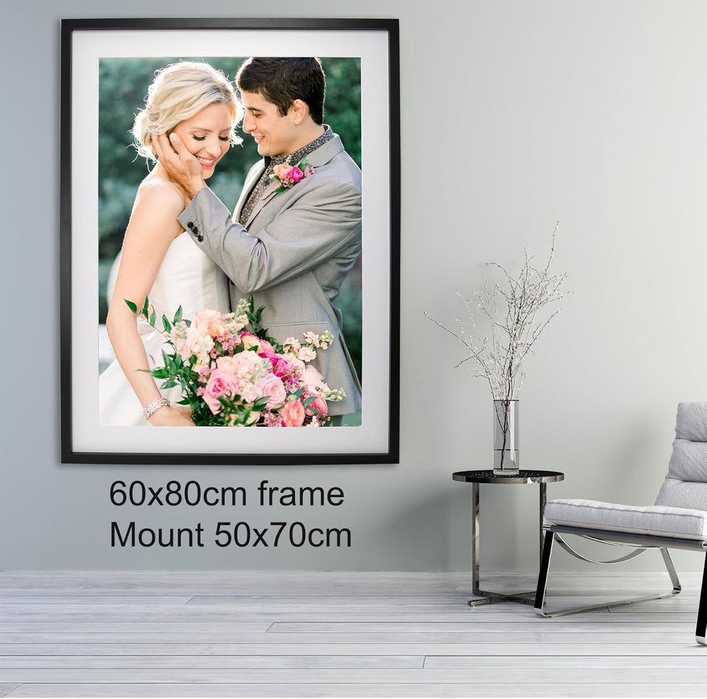 60x80cm Black Picture Frames Set of 3 with Mounts for 50x70cm, 80x60cm Poster