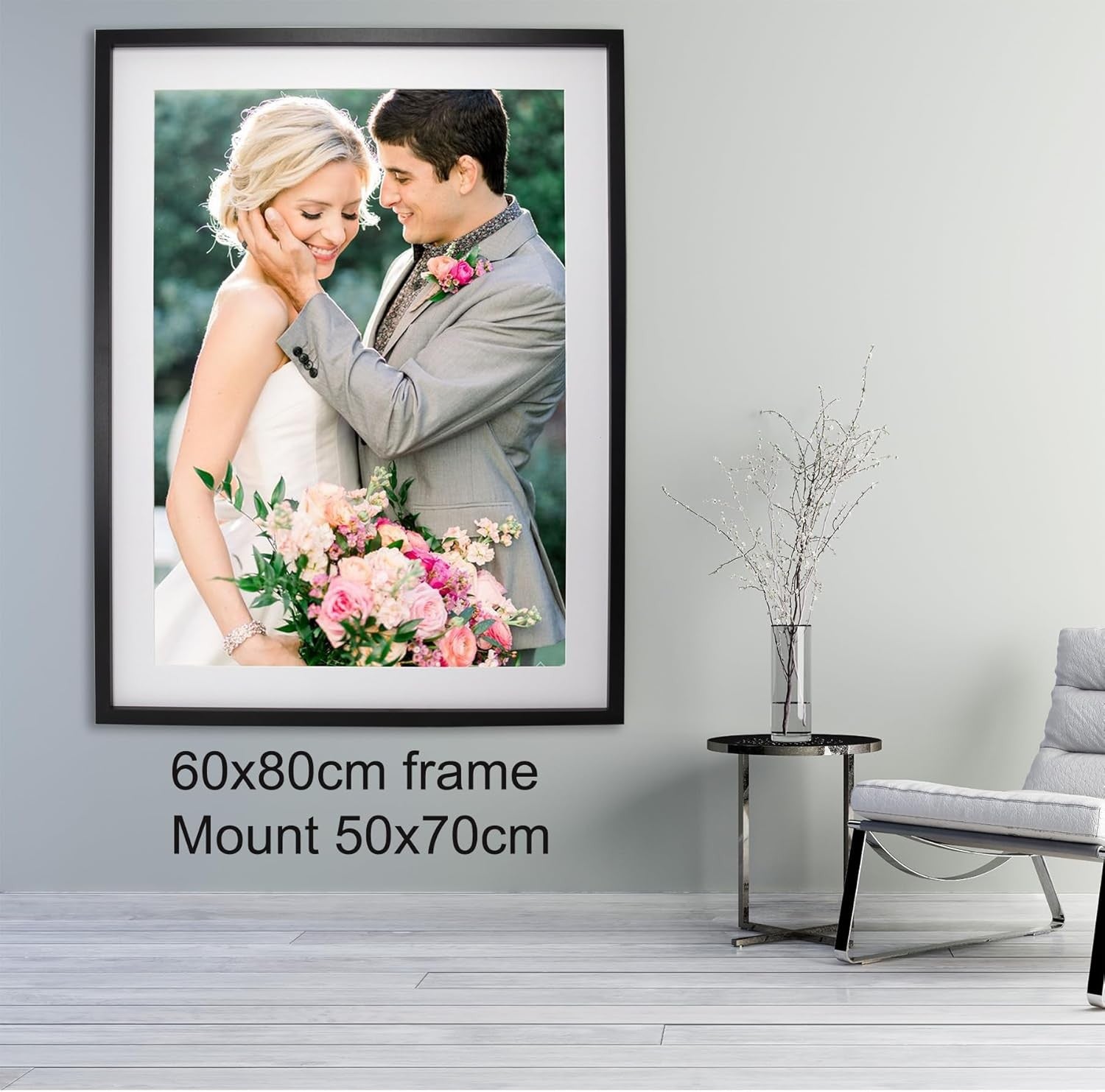 60x80cm Black Picture Frames Set of 3 with Mounts for 50x70cm, 80x60cm Poster