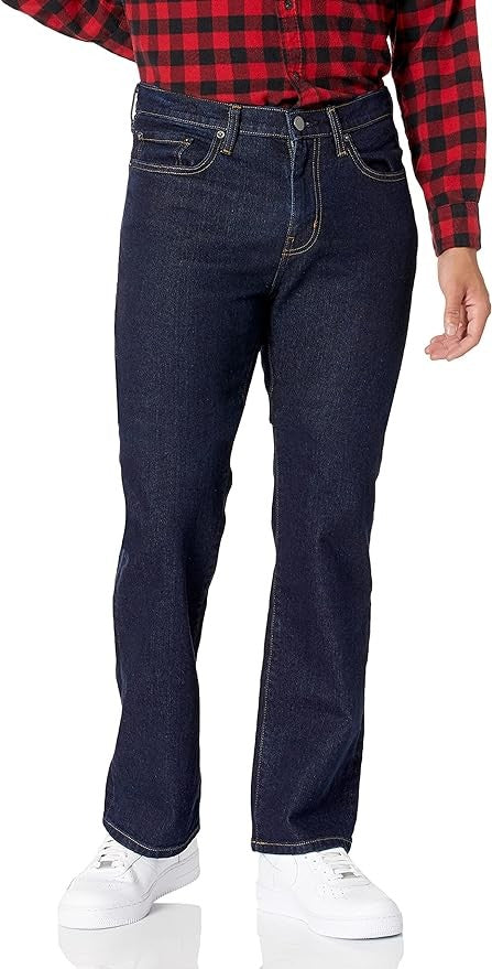 42W34L Men's Straight-Fit Bootcut Jeans - Rinsed Dark Blue - Amazon Essentials