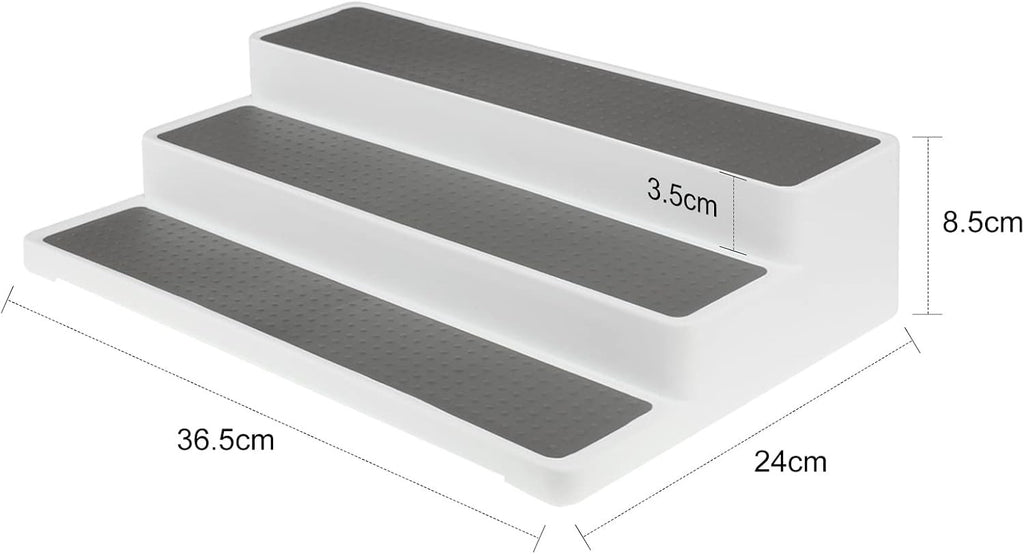 2 Pcs Spice Racks Organiser 3-Tier Kitchen Shelf Non-Slip Seasoning Shelf White