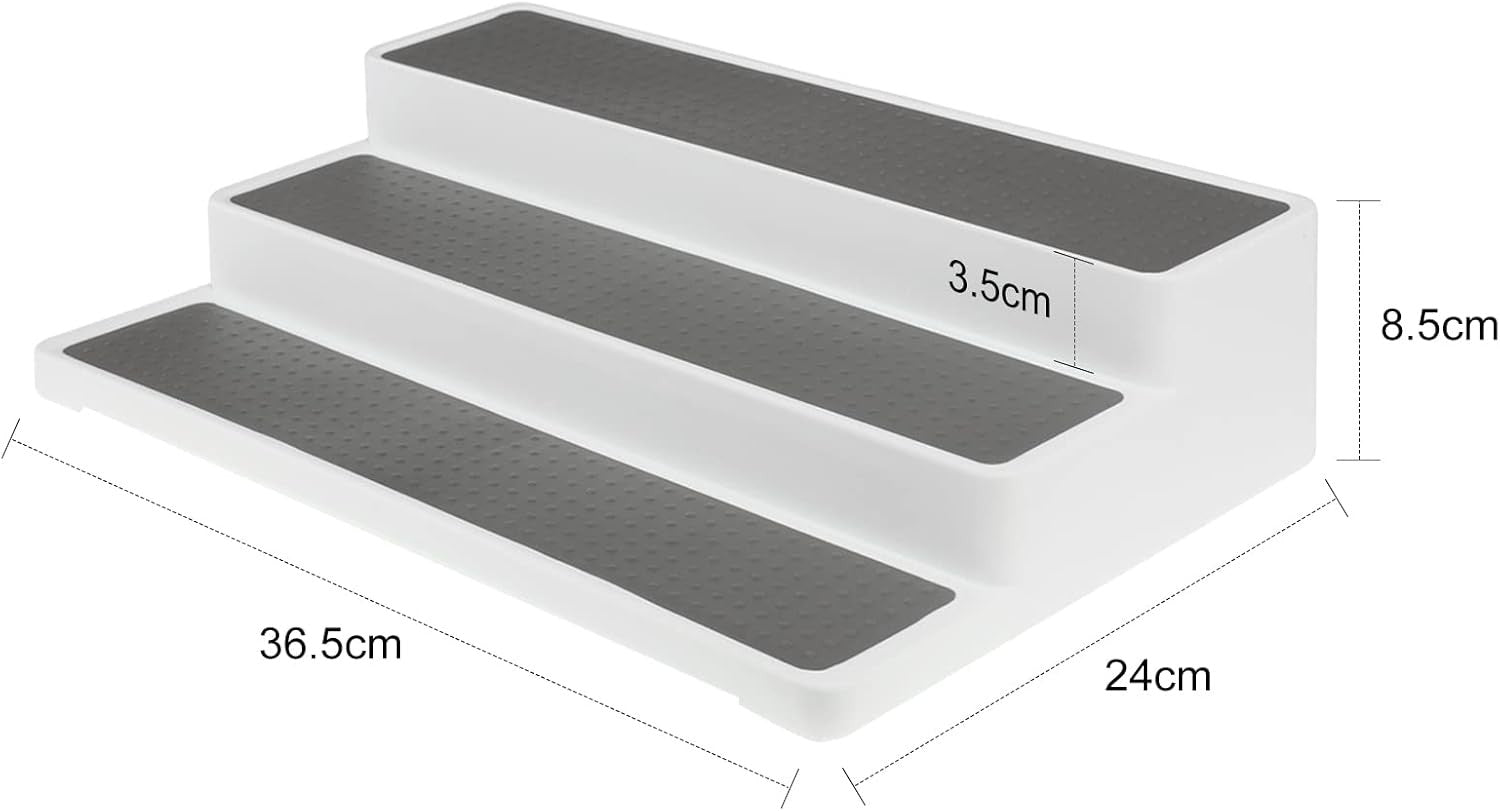 2 Pcs Spice Racks Organiser 3-Tier Kitchen Shelf Non-Slip Seasoning Shelf White