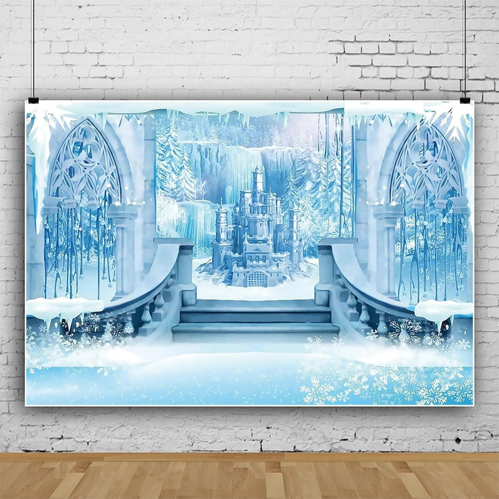 Frozen Photography Backdrop Winter Wonderland Background Photo Booth Prop 4.5-3m