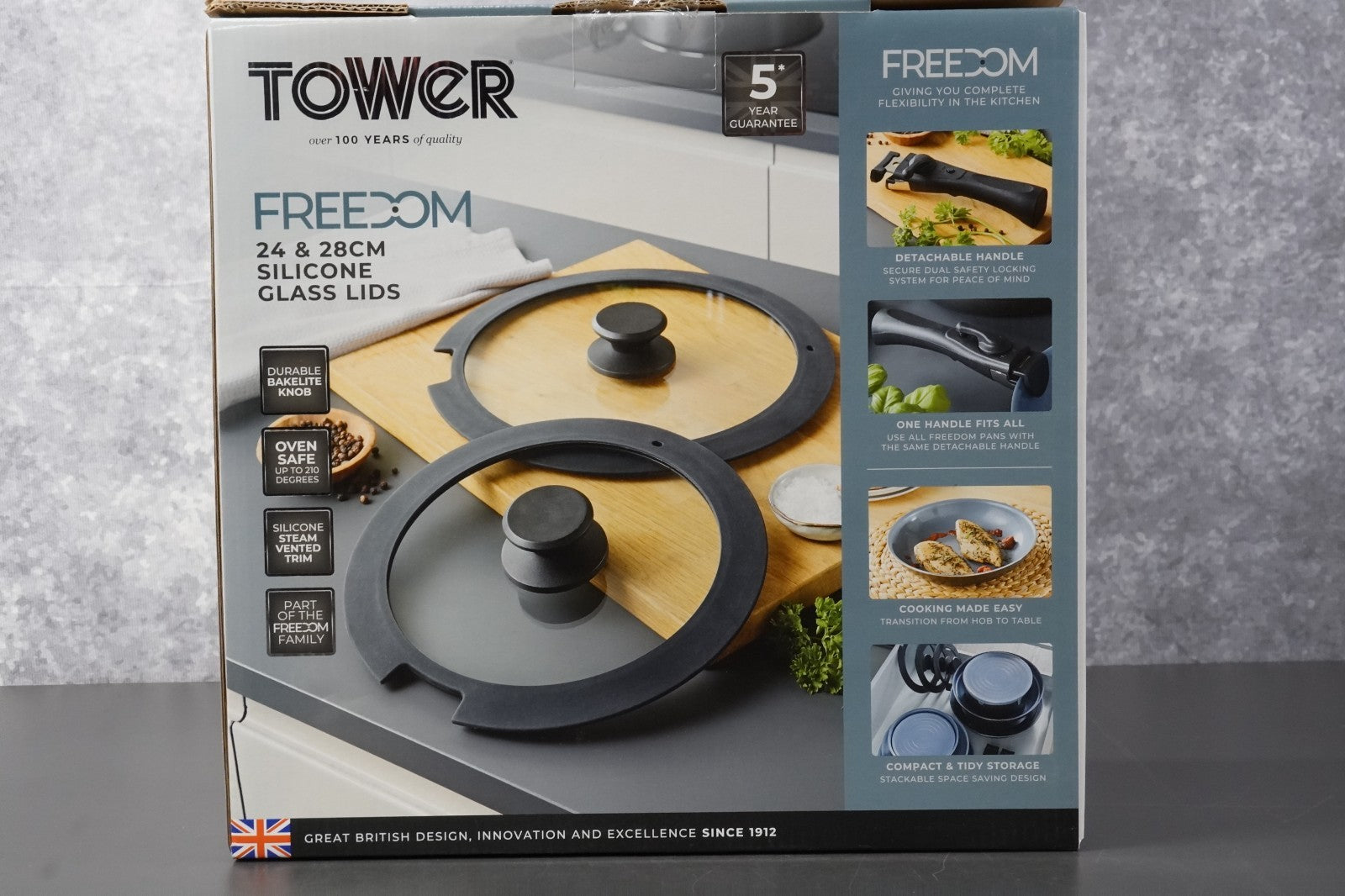 Tower Freedom T800206 24cm 28cm Silicone Glass Lids 2 Piece Set