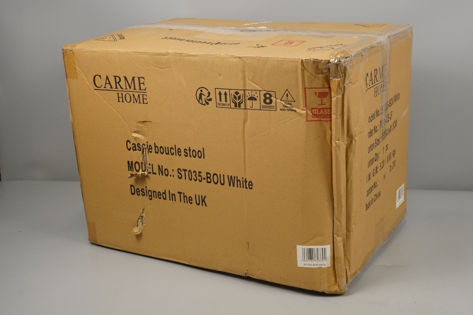 Cassie Ivory Bouclé Stool for Bedroom Living Room Accent Home Decoration Carme