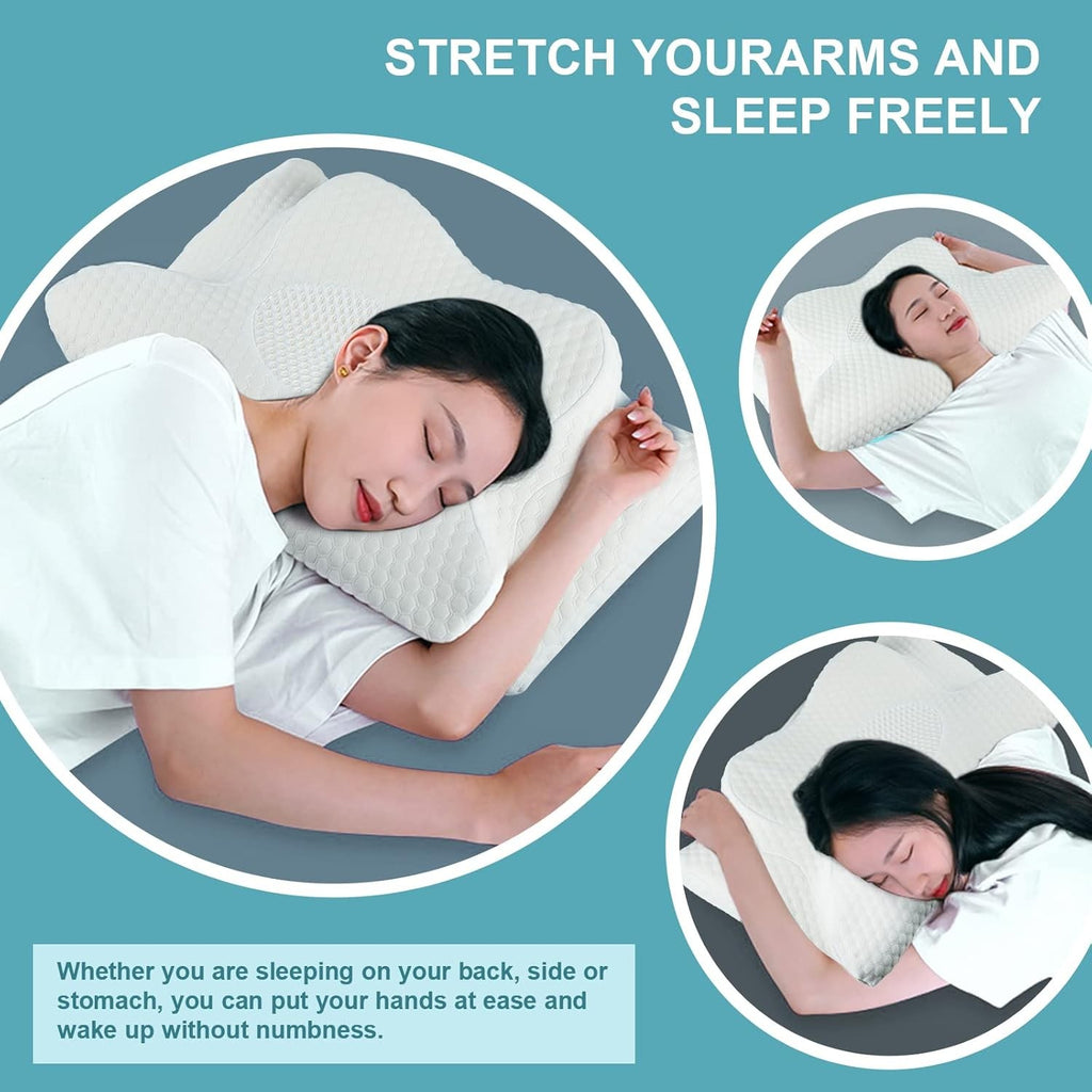 Cervical Memory Foam Pillow for Neck Pain Relief, 2 in 1 Orthopedic Sleeping...